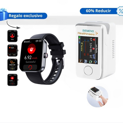 Medidor de glucosa en sangre multifuncional + Reloj Monitorizador - COMPRA 1 Y RECIBE OTRO GRATIS