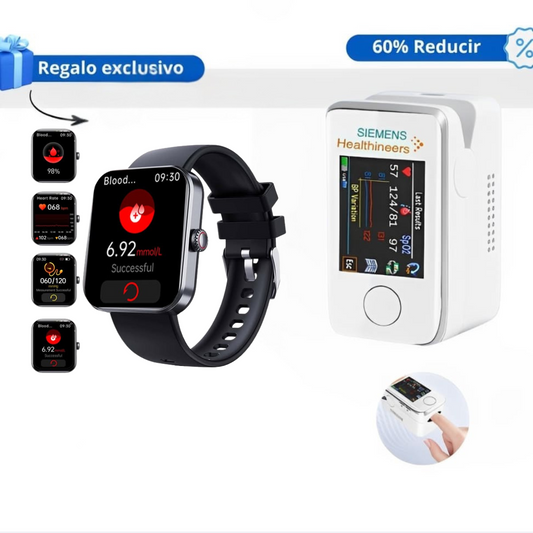 Medidor de glucosa en sangre multifuncional + Reloj Monitorizador - COMPRA 1 Y RECIBE OTRO GRATIS