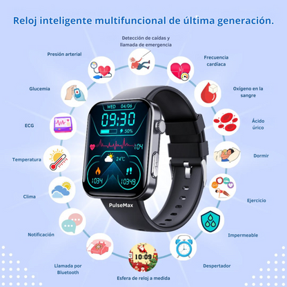 (Súper Promoción) Reloj Inteligente Medidor de Glucosa, Frecuencia Cardíaca, Funciones Telefónicas y más.
