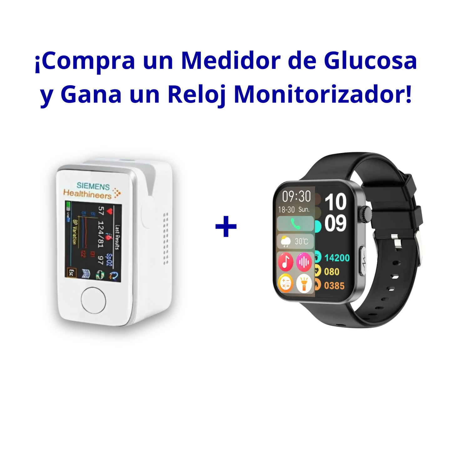 Medidor de glucosa en sangre multifuncional + Reloj Monitorizador - COMPRA 1 Y RECIBE OTRO GRATIS
